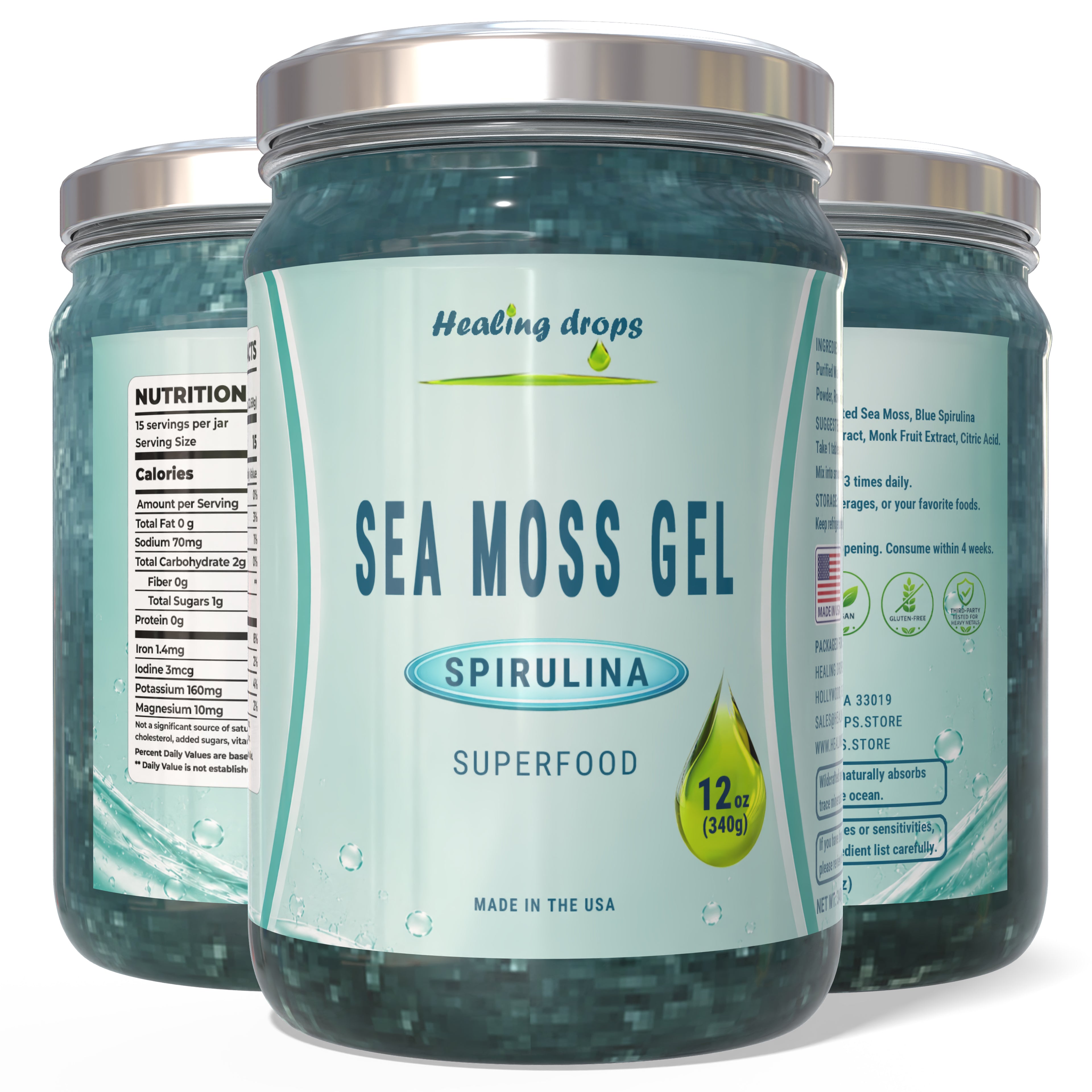 Sea Moss Gel Blue Spirulina Superfood by Healing Drops