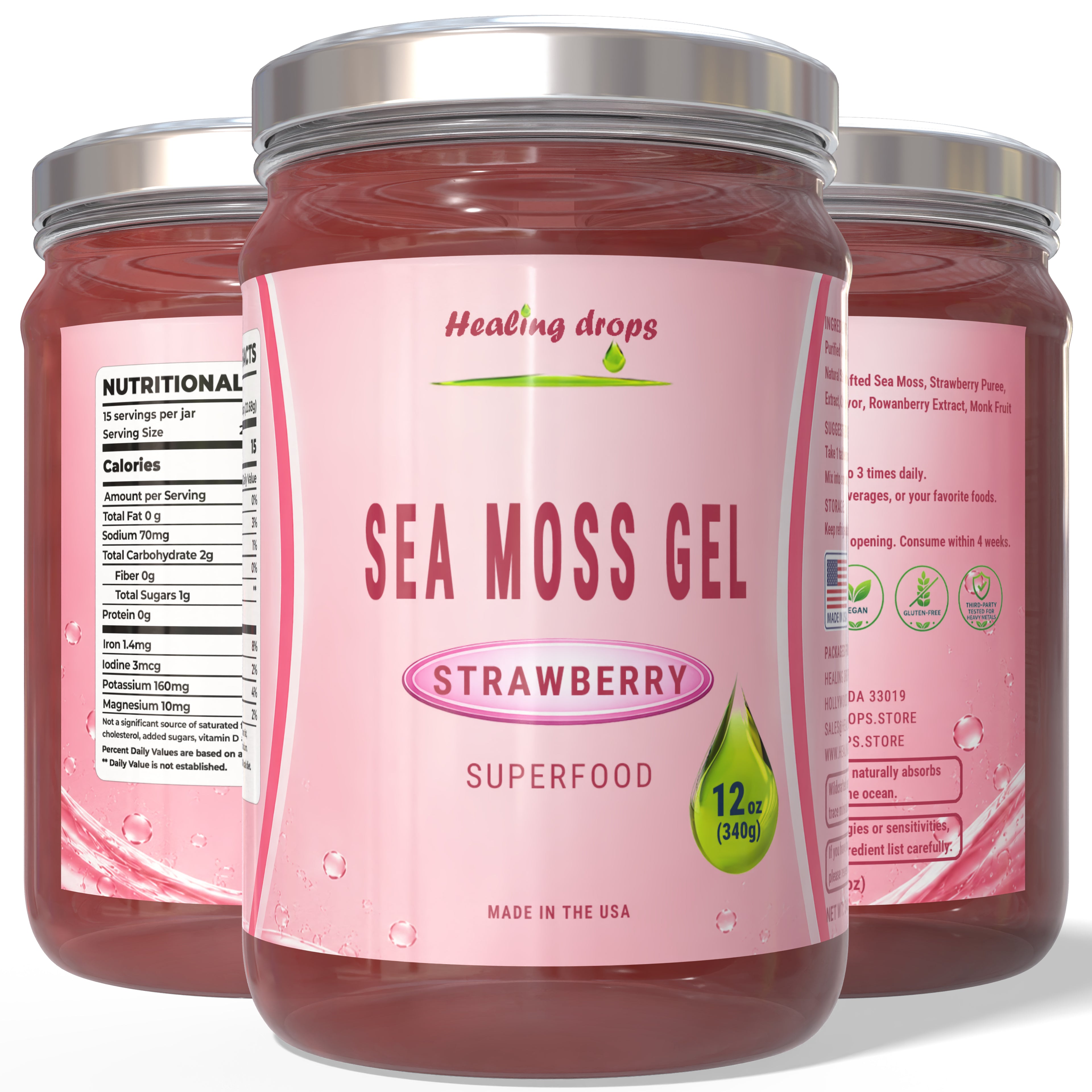 Sea Moss Gel with Strawberry - Superfood by Healing Drops