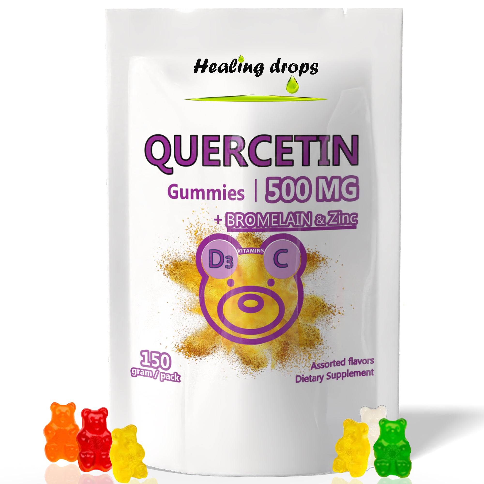 Quercetin + Bromelain Gummies 500mg | Immune &amp; Cellular Support | Healing Drops™