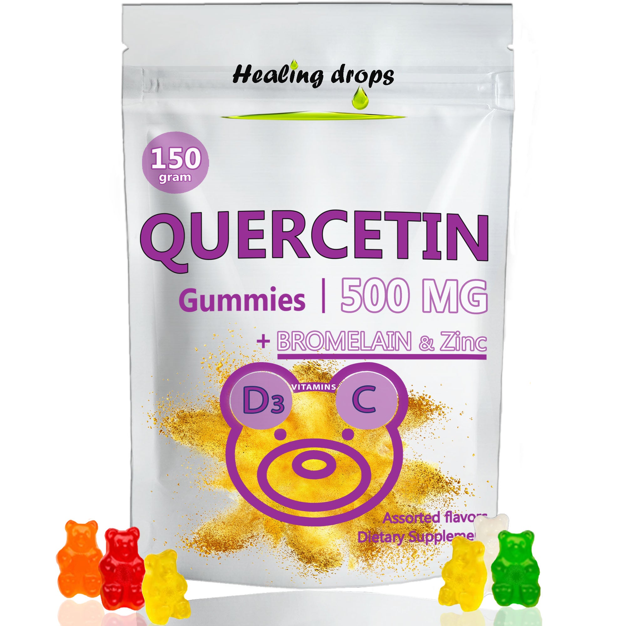 Quercetin + Bromelain Gummies 500mg | Immune &amp; Cellular Support | Healing Drops™