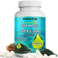 Irish Sea Moss Spirulina Capsules | Bladderwrack & Burdock Root | Superfood Mineral Complex | Healing Drops™