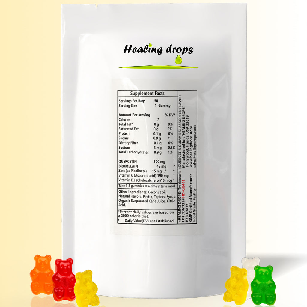 Quercetin + Bromelain Gummies 500mg | Immune &amp; Cellular Support | Healing Drops™