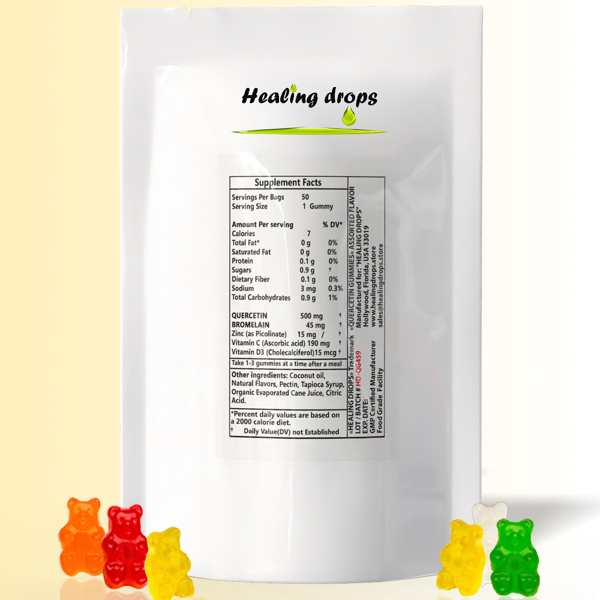 Quercetin + Bromelain Gummies 500mg | Immune &amp; Cellular Support | Healing Drops™