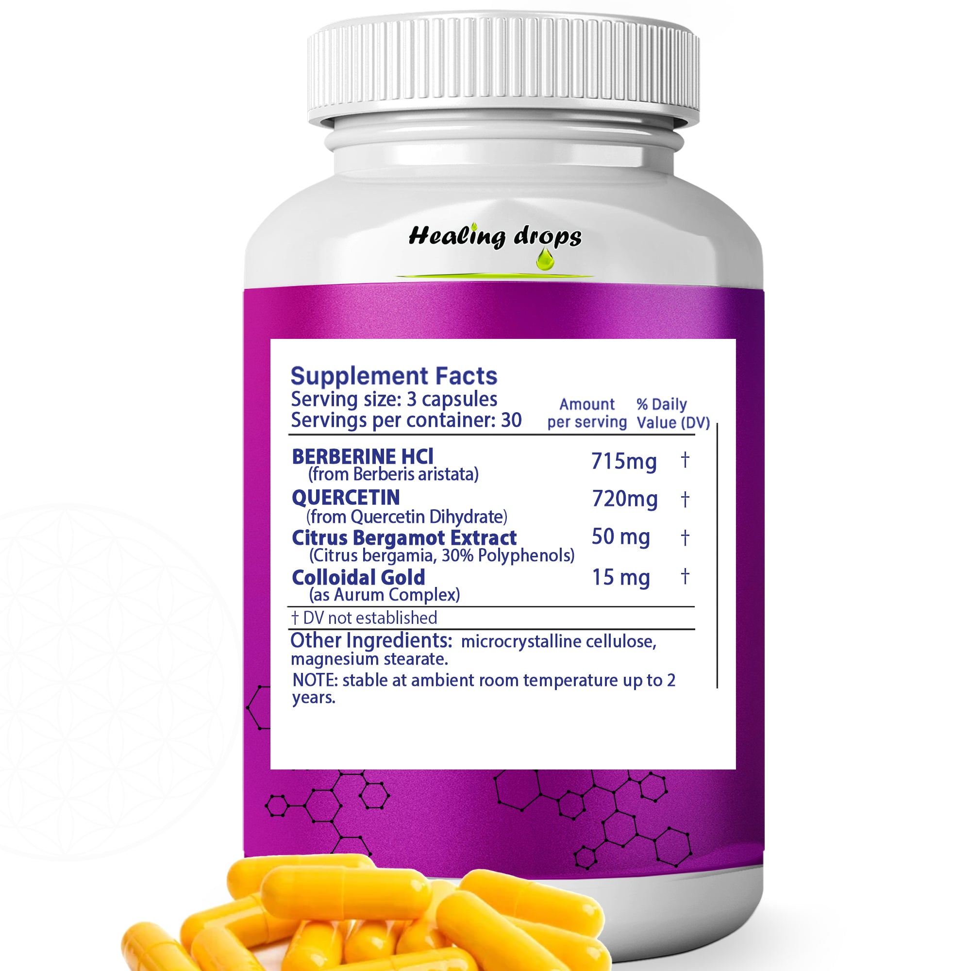 Advanced Berberine 1500mg | Quercetin + Colloidal Gold + Citrus Bergamot | Healing Drops™