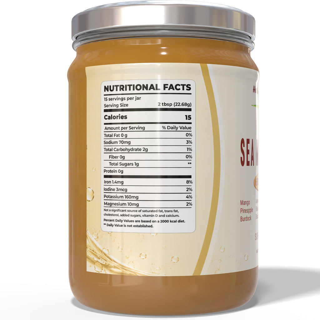Sea Moss Gel Ashwagandha Mango Pineapple Black Seed Oil Burdock Bladderwrack - 92 Minerals & Trace Elements | Healing Drops™