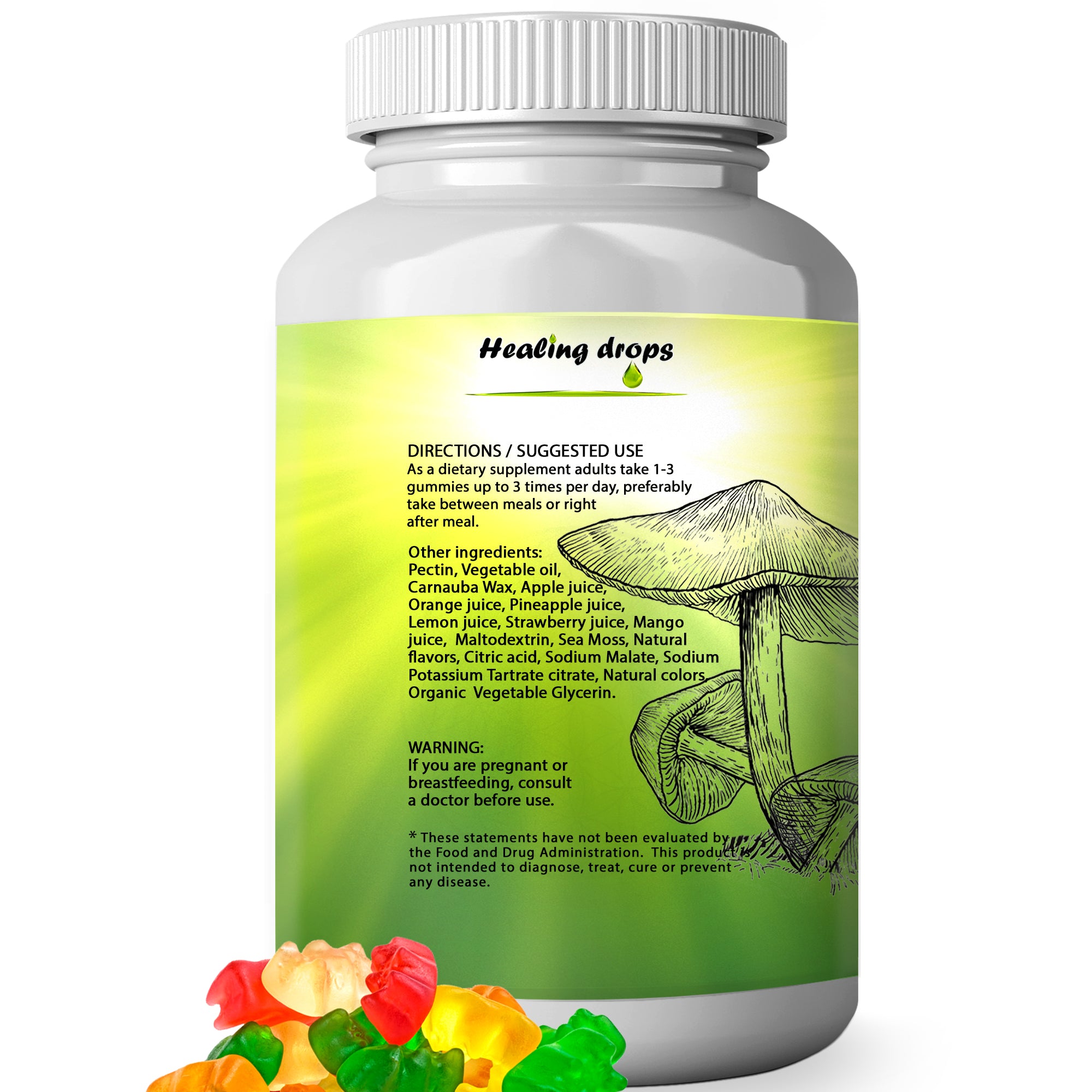 10 Mushroom Blend Sea Moss Gummies | Turkey Tail, Lion's Mane, Reishi + More | Healing Drops™