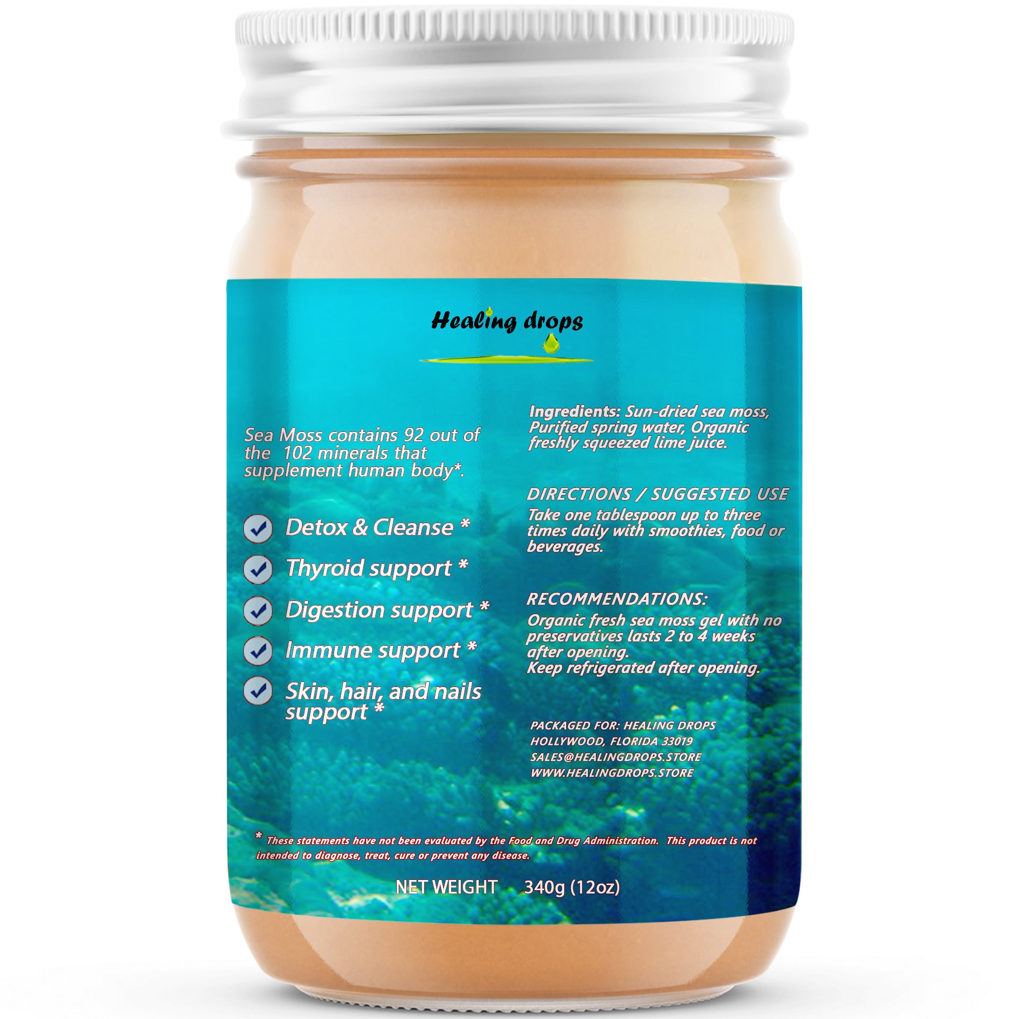 Organic Sea Moss Gel | 92 Minerals & Trace Elements | Healing Drops™