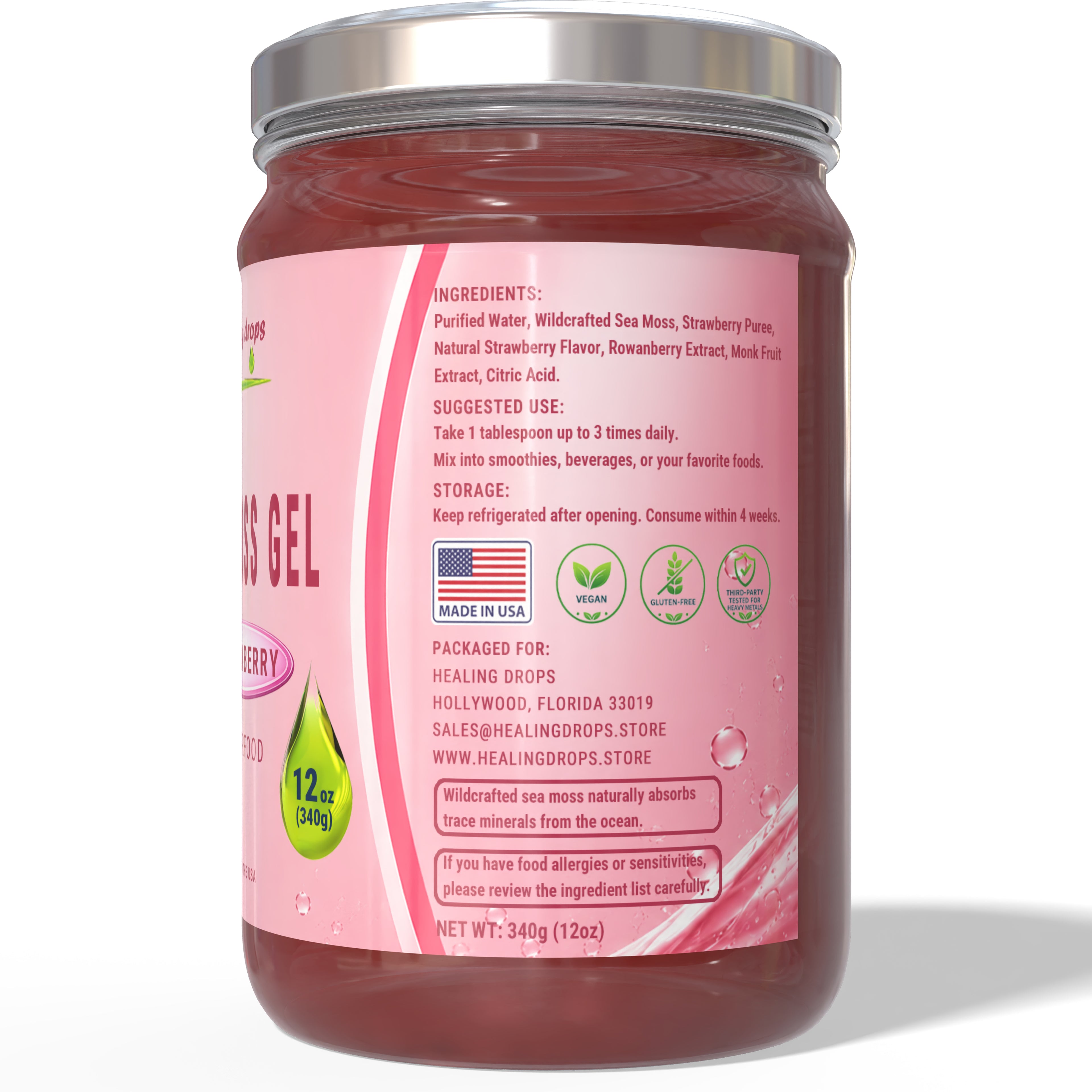 Sea Moss Gel with Strawberry - Superfood by Healing Drops