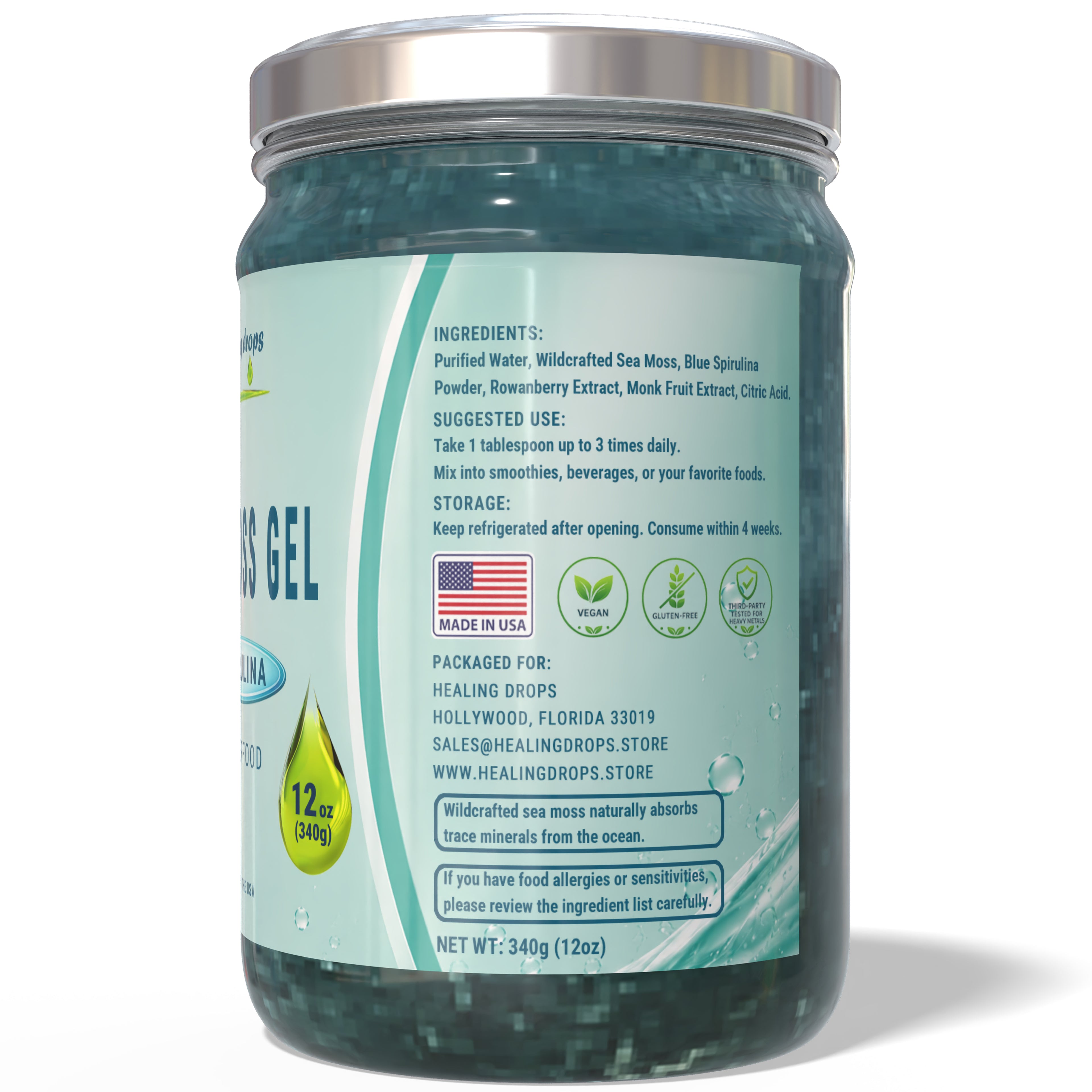 Sea Moss Gel Blue Spirulina Superfood by Healing Drops