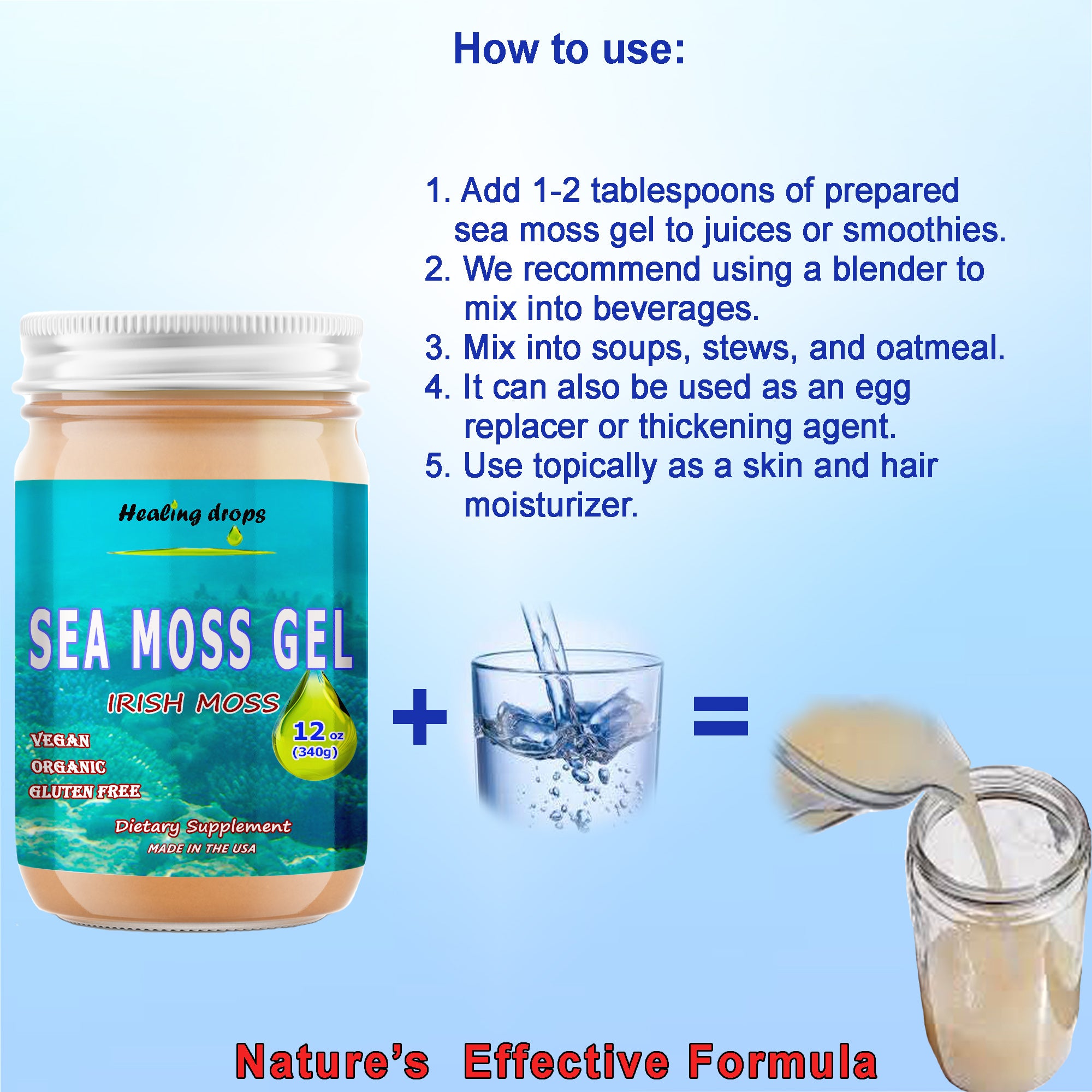 Organic Sea Moss Gel | 92 Minerals & Trace Elements | Healing Drops™