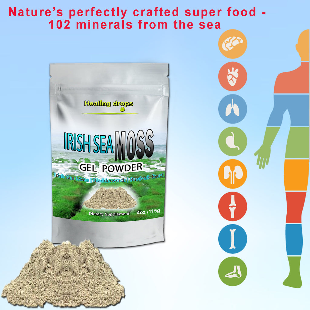 Sea Moss Powder | Bladderwrack & Burdock Root | Raw Wildcrafted | Healing Drops™