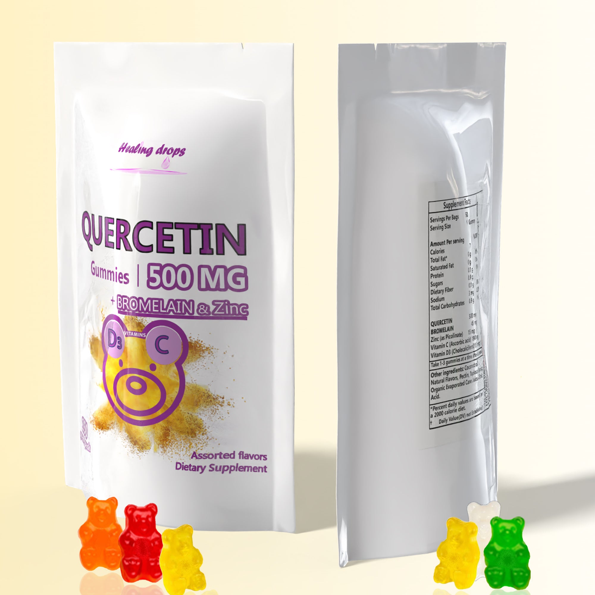 Quercetin + Bromelain Gummies 500mg | Immune &amp; Cellular Support | Healing Drops™