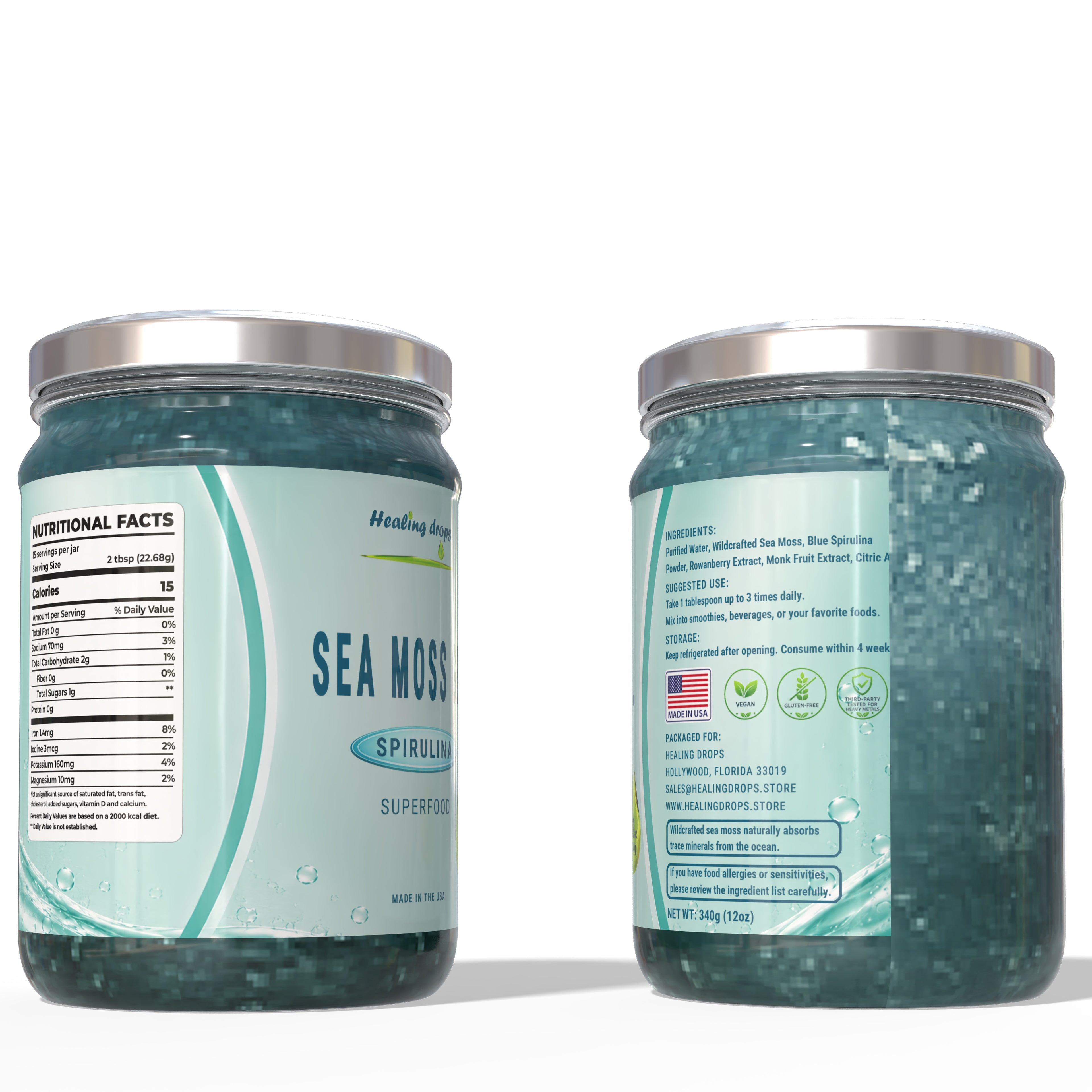 Sea Moss Gel Blue Spirulina Superfood by Healing Drops