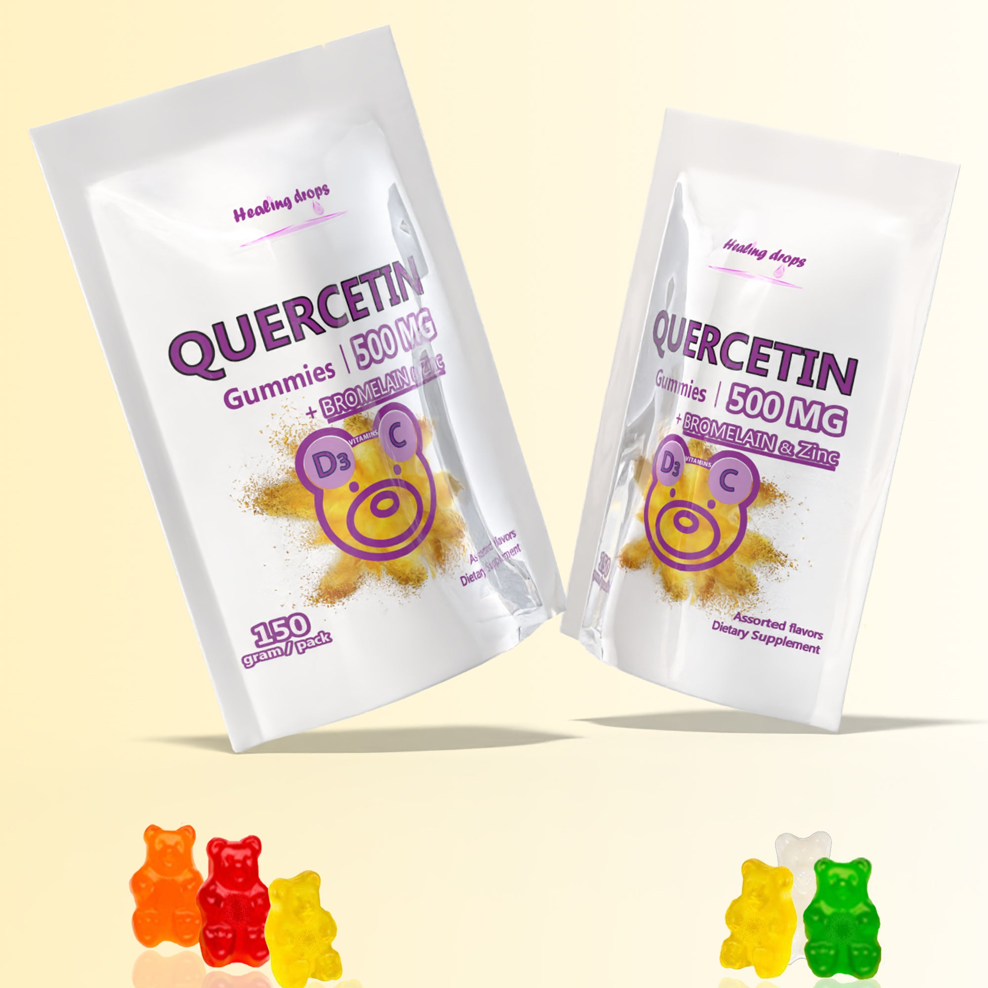 Quercetin + Bromelain Gummies 500mg | Immune &amp; Cellular Support | Healing Drops™