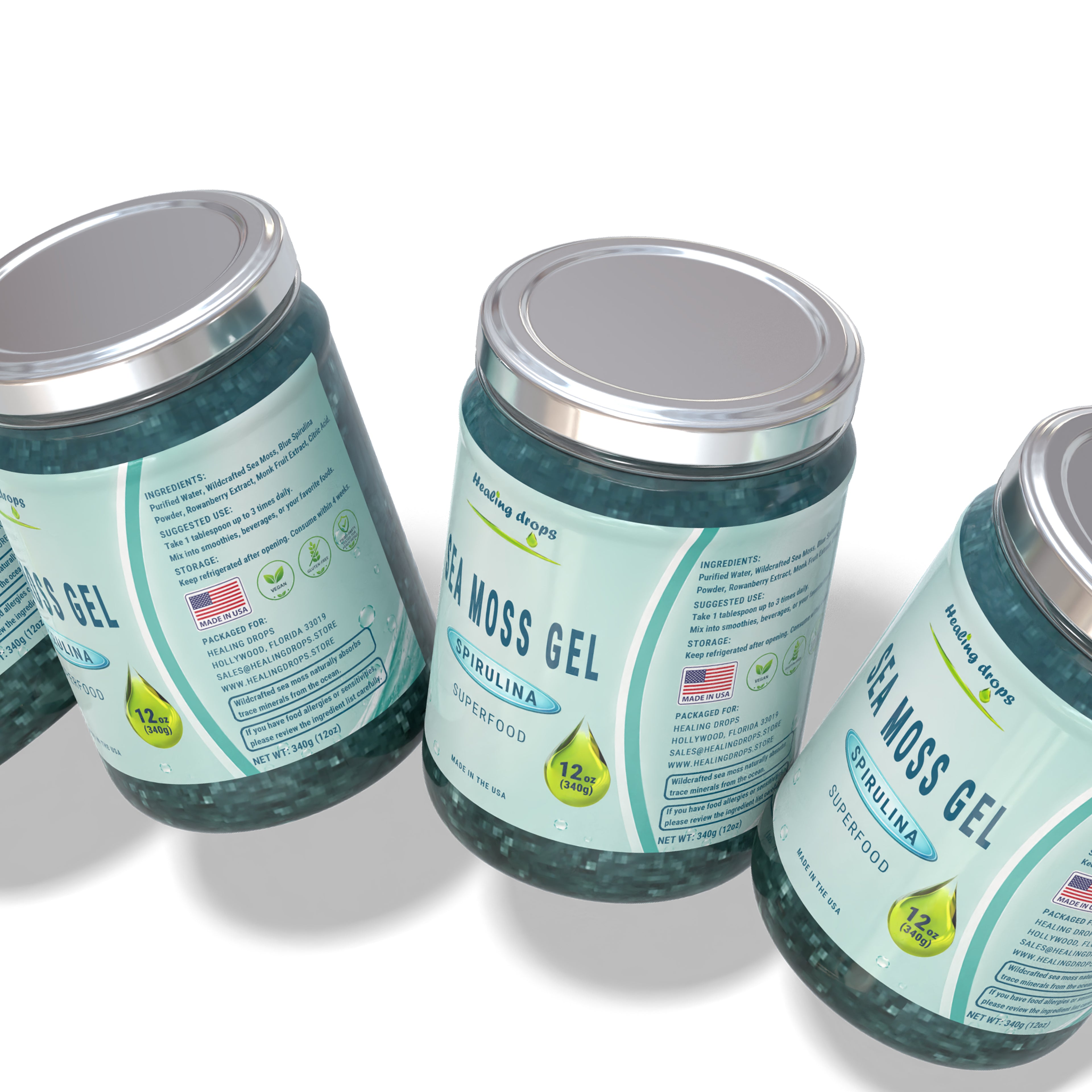 Sea Moss Gel Blue Spirulina Superfood by Healing Drops