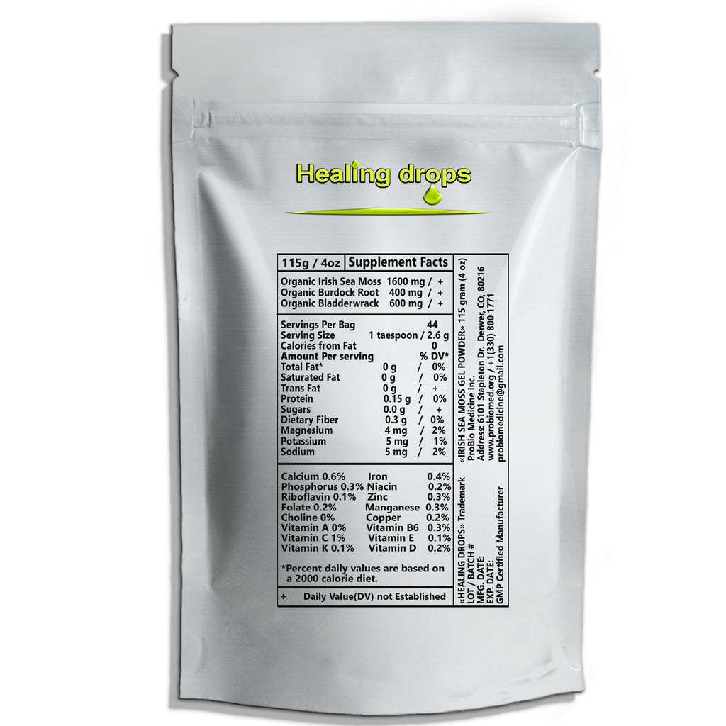 Sea Moss Powder | Bladderwrack & Burdock Root | Raw Wildcrafted | Healing Drops™