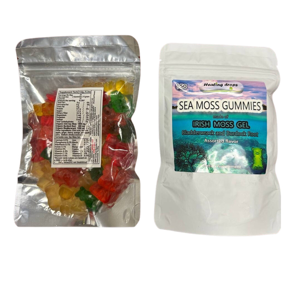 Sea Moss Gummies | Bladderwrack & Burdock Root | Thyroid Skin Detox Support | Healing Drops™
