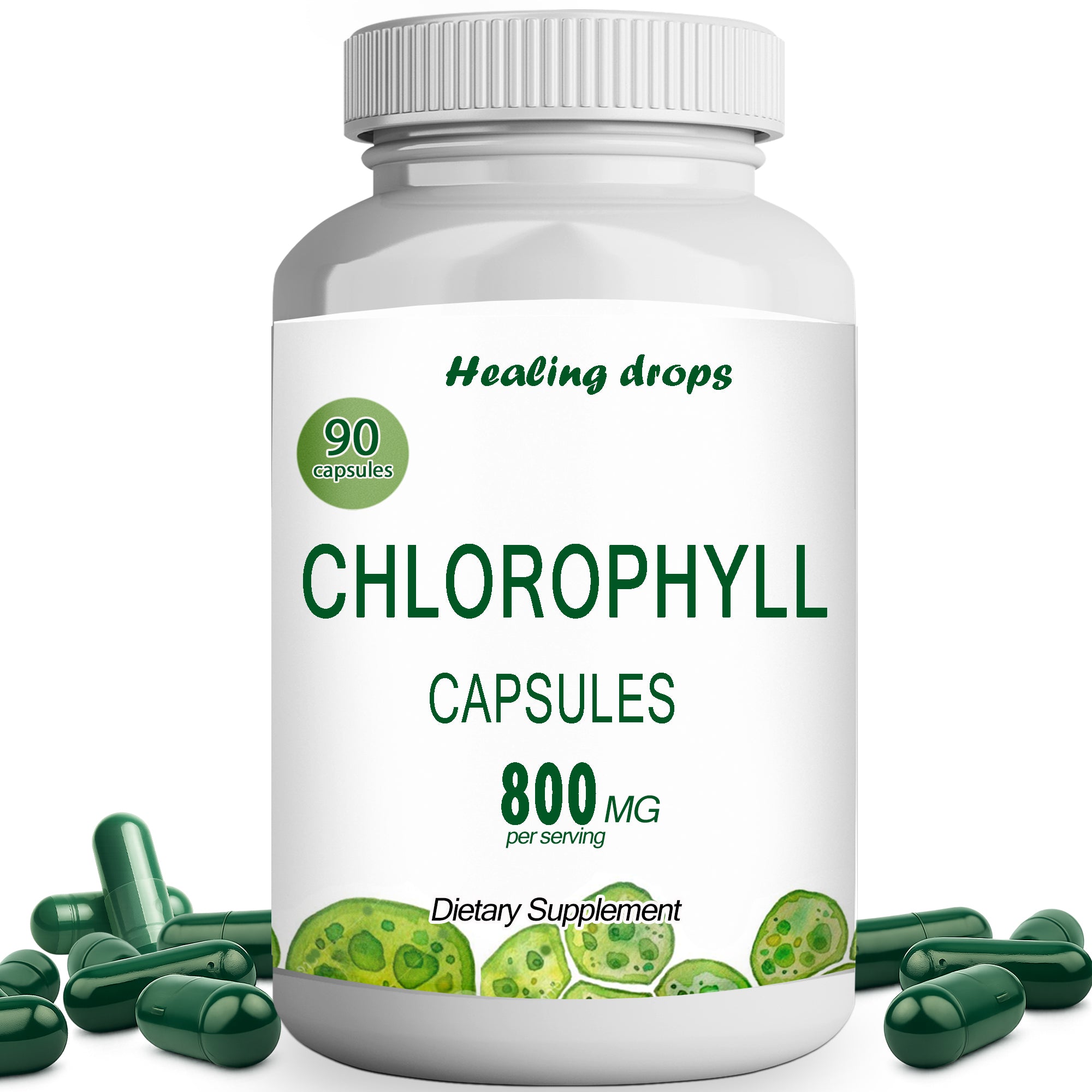 Chlorophyll Capsules 800mg | Detox & Cellular Energy Support | Healing Drops™