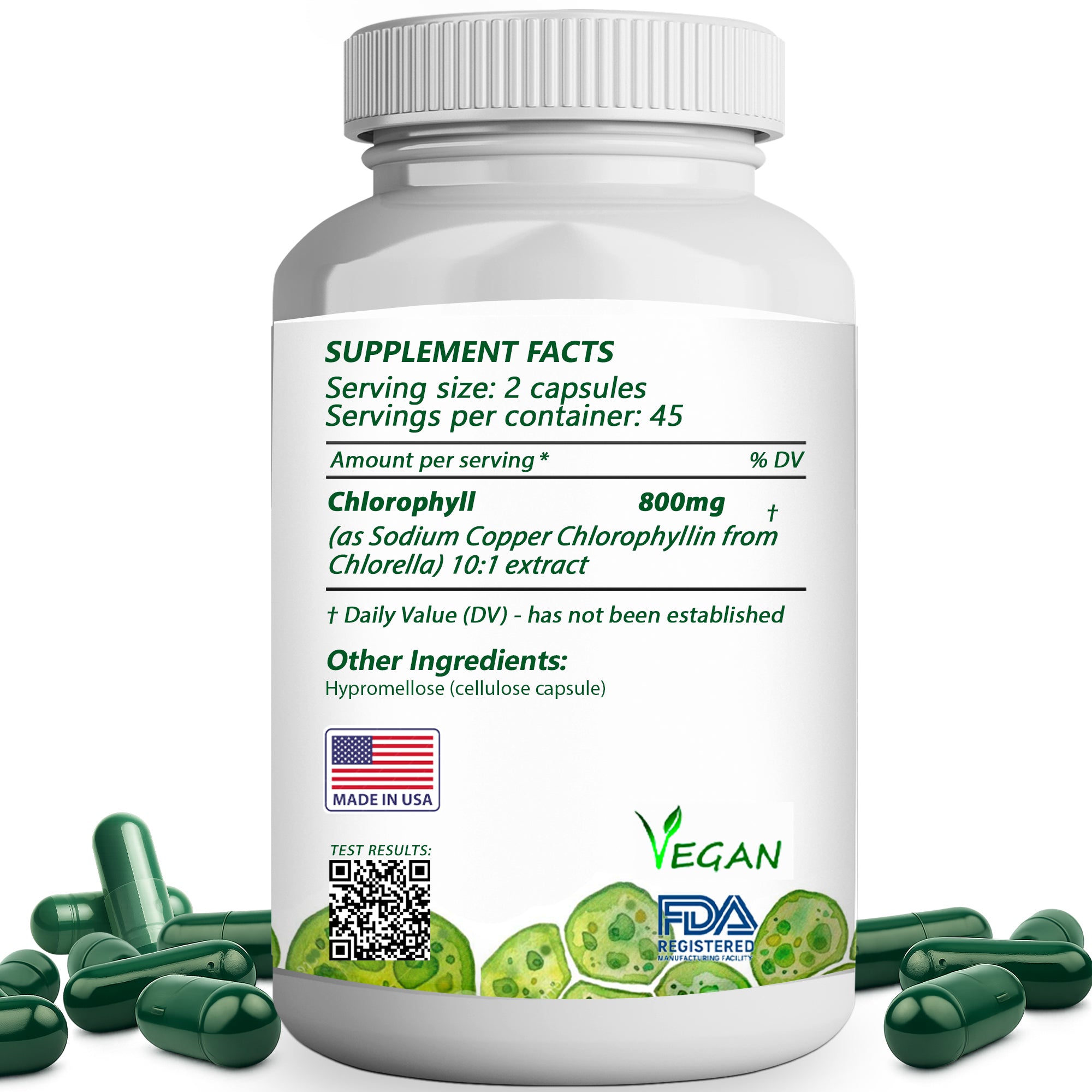Chlorophyll Capsules 800mg | Detox & Cellular Energy Support | Healing Drops™