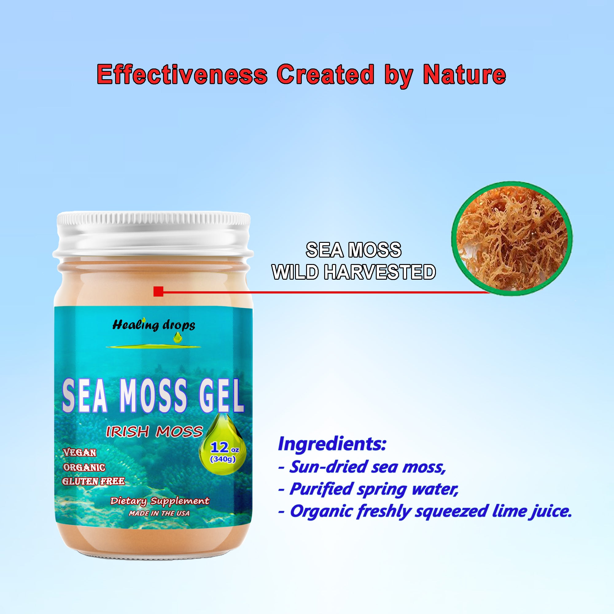 Organic Sea Moss Gel | 92 Minerals & Trace Elements | Healing Drops™