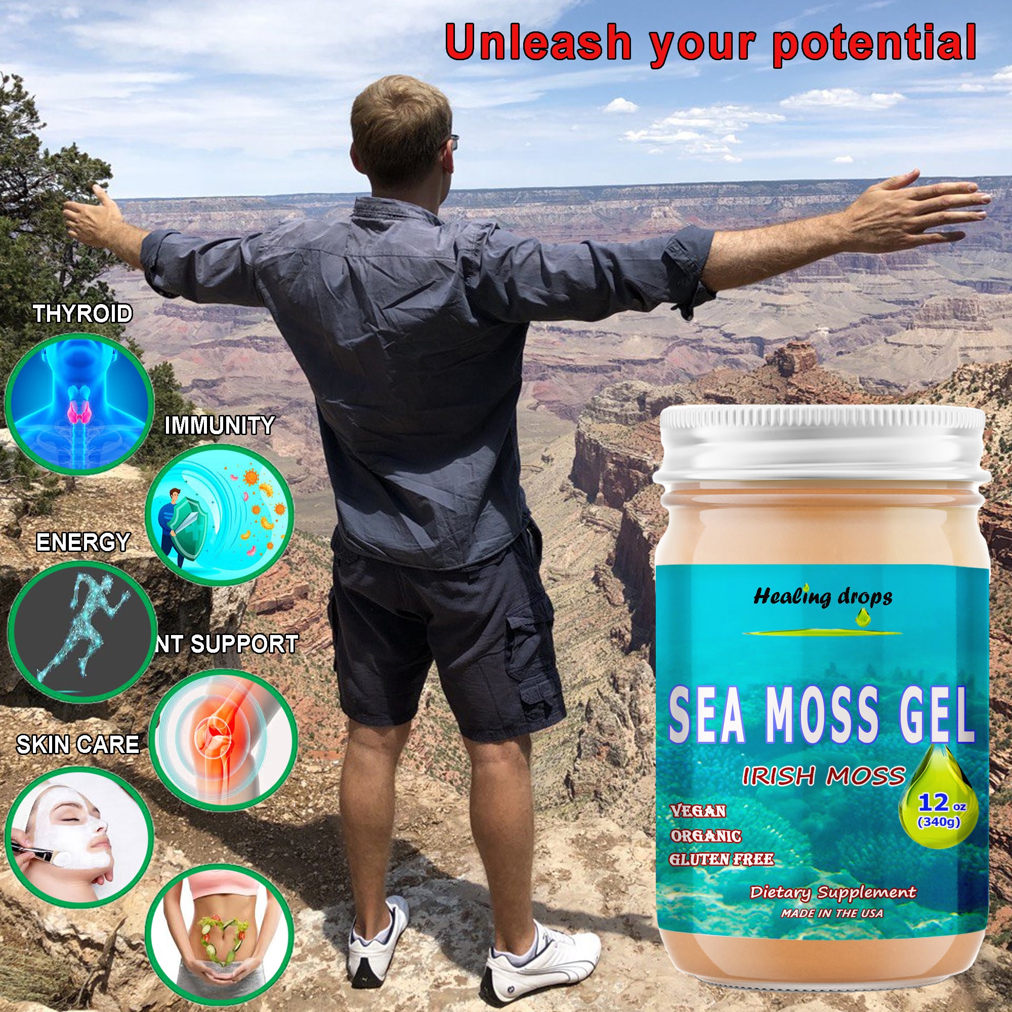 Organic Sea Moss Gel | 92 Minerals & Trace Elements | Healing Drops™