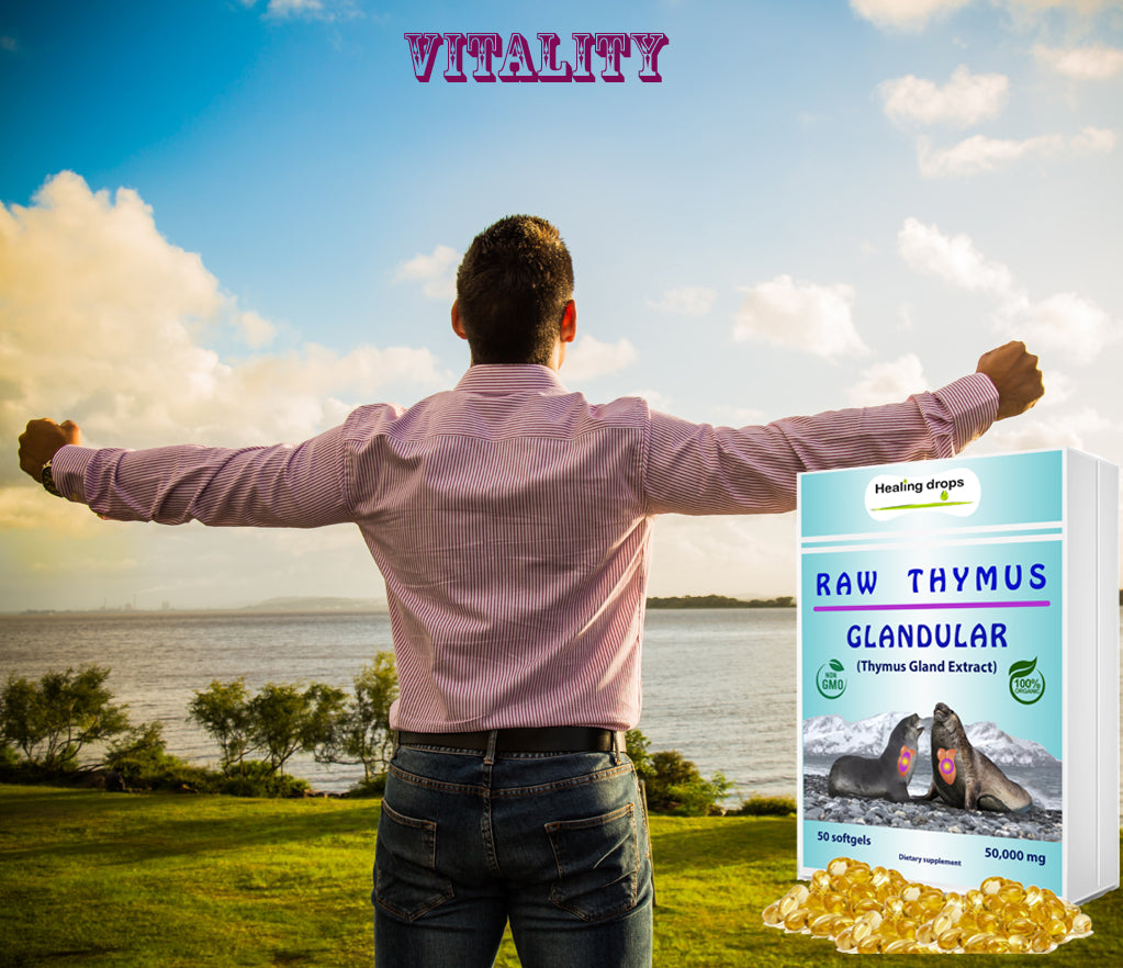 Thymus Gland Raw Tissue Softgels | Immune Regeneration Formula | Healing Drops™