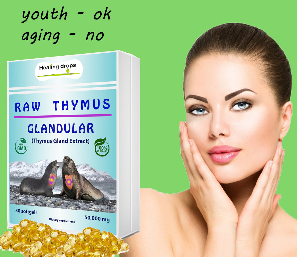 Thymus Gland Raw Tissue Softgels | Immune Regeneration Formula | Healing Drops™