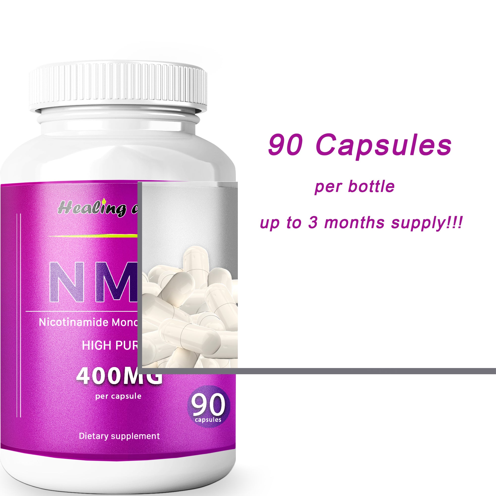 NMN 400mg Capsules | NAD+ Support & Cellular Energy | Healing Drops
