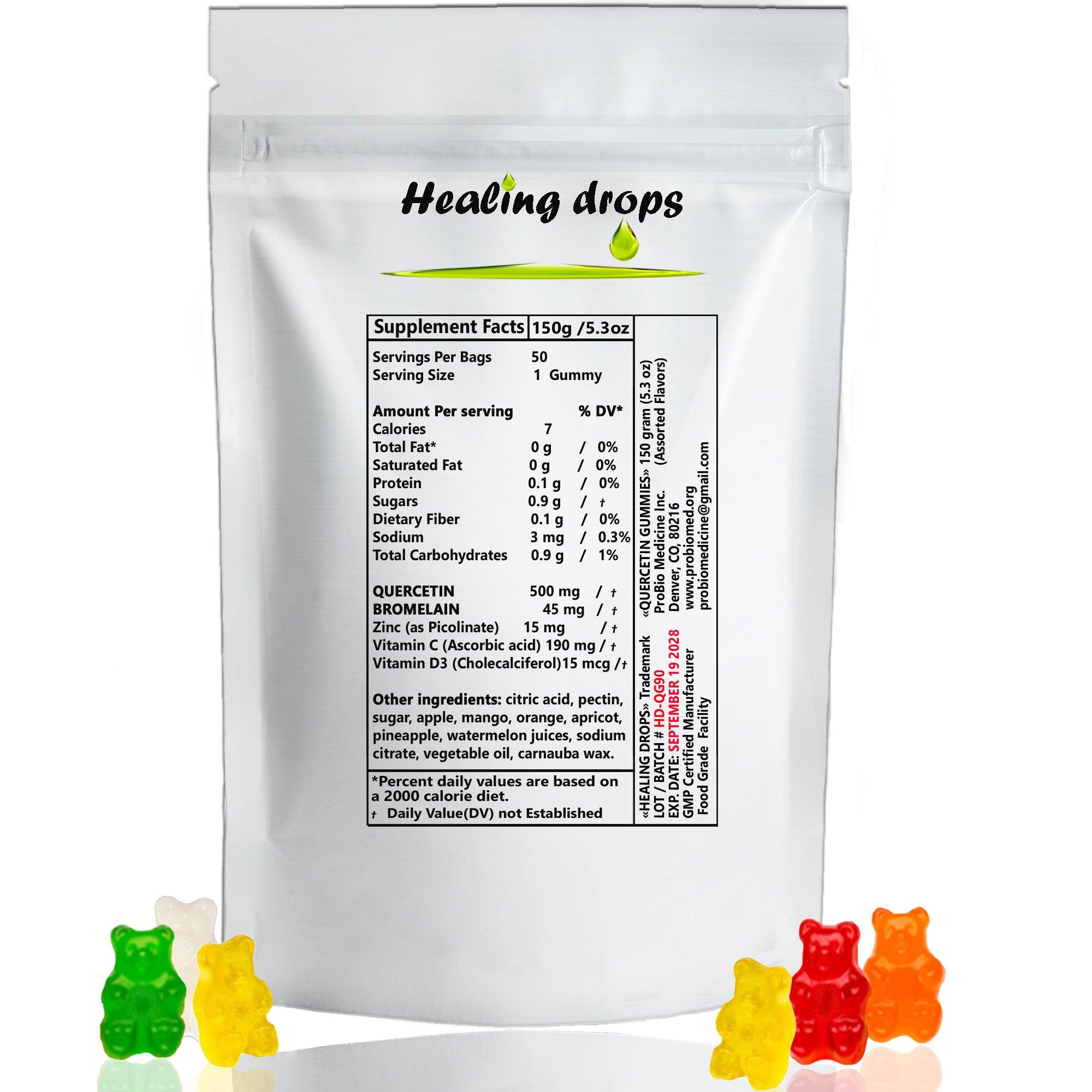 Quercetin + Bromelain Gummies 500mg | Immune &amp; Cellular Support | Healing Drops™