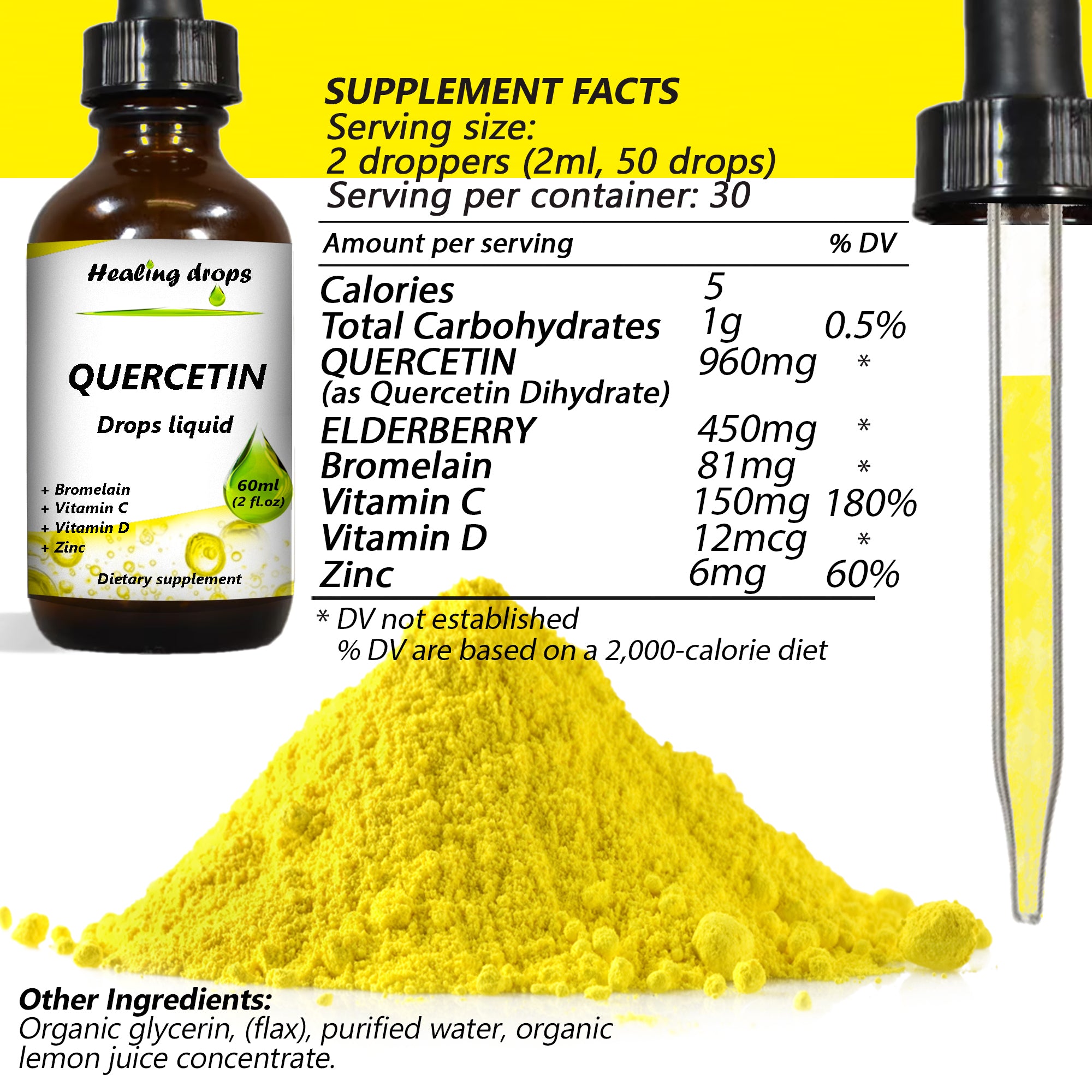 Liquid Quercetin Drops | Natural Immune & Respiratory Support | Healing Drops™