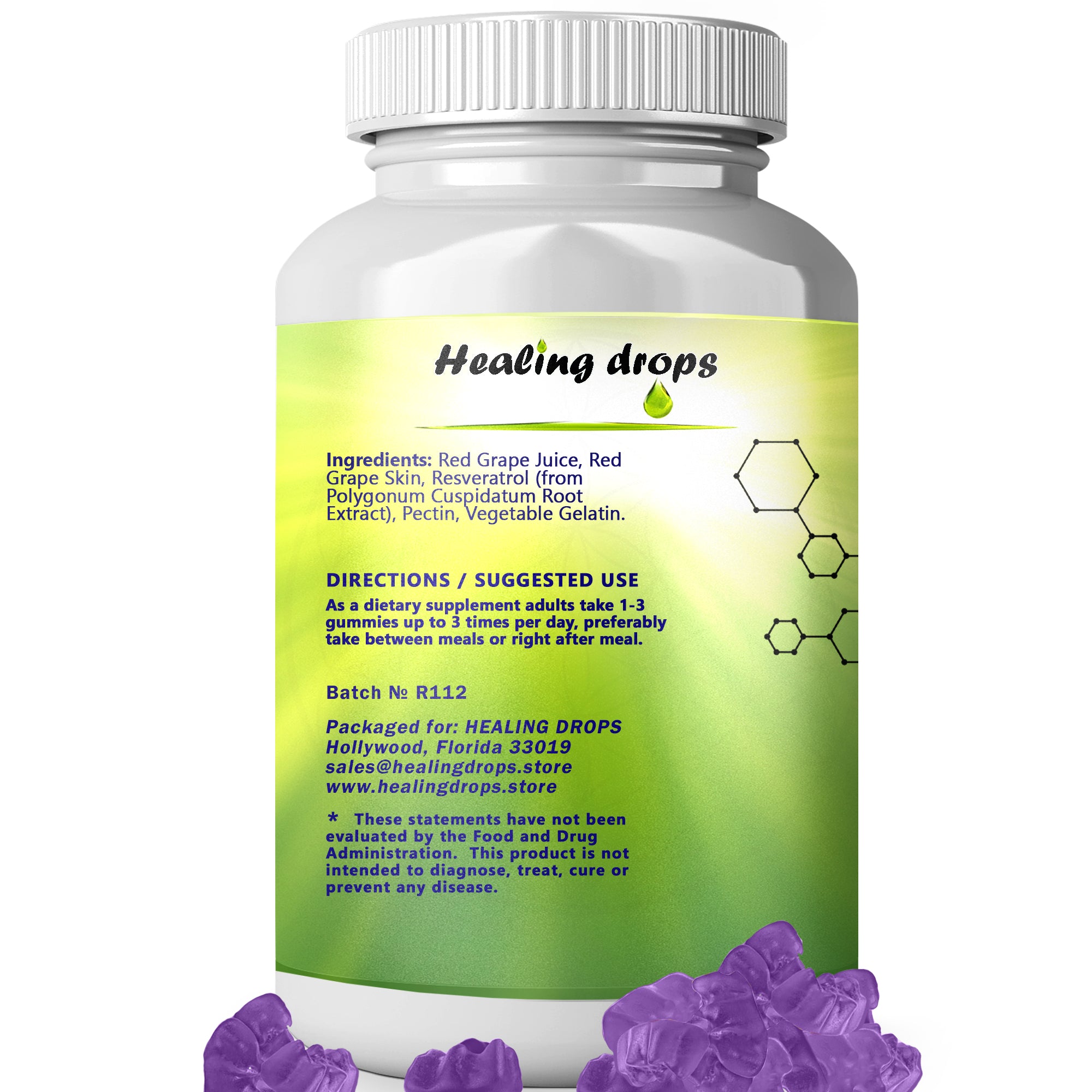 Resveratrol Gummies 1200mg | Antioxidant Immune & Heart Support | Healing Drops™