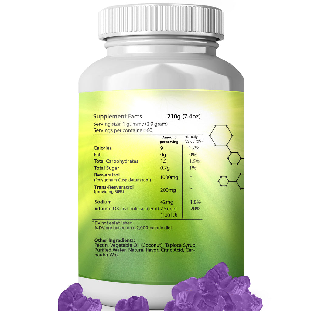 Resveratrol Gummies 1200mg | Antioxidant Immune & Heart Support | Healing Drops™