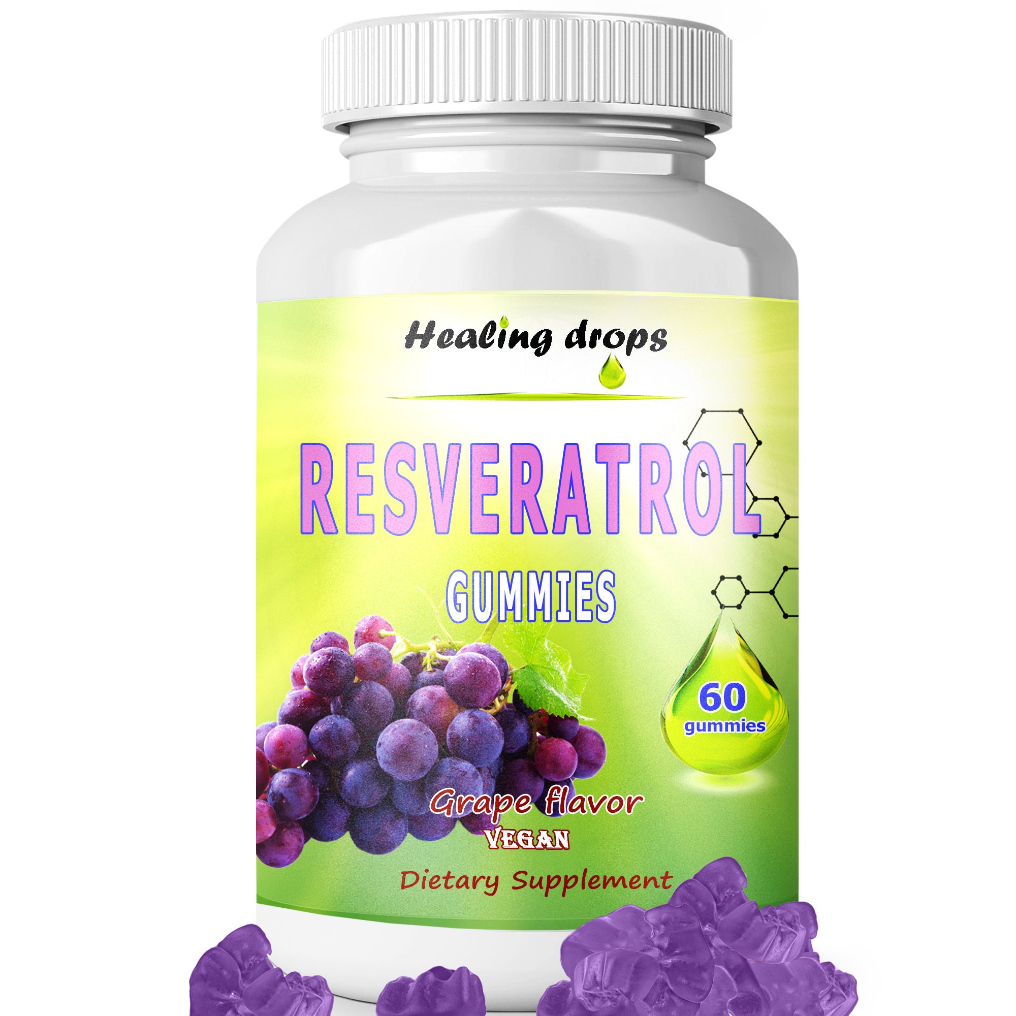 Resveratrol Gummies 1200mg | Antioxidant Immune & Heart Support | Healing Drops™